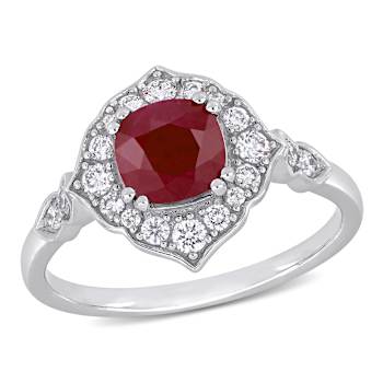 Ruby and Diamond 14K White Gold Ring 1.57ctw