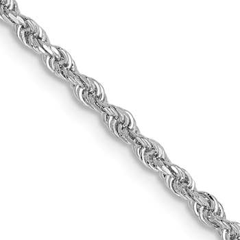 Rhodium Over 14k White Gold 2mm Solid Diamond-Cut Quadruple Rope 24 Inch Chain