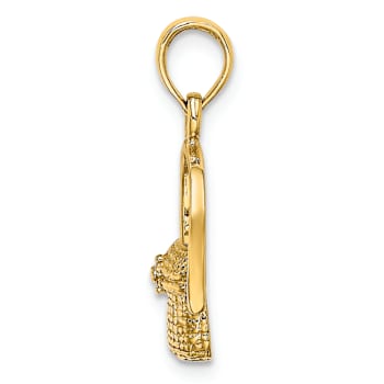 10K Yellow Gold 2D Textured Nantucket Basket Charm