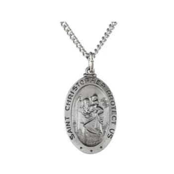 Sterling Silver St. Christopher Medal Pendant With Chain