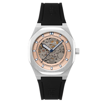 Thomas Earnshaw Discovery Drake Skeleton Rose Dial Black Stainless Steel
Band Automatic Watch