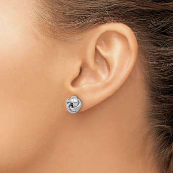 Rhodium Over 14k White Gold Polished Love Knot Stud Earrings