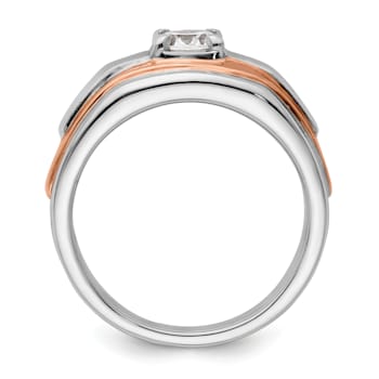 14K Two-tone Rose and White Gold Lab Grown Diamond SI1/SI2, G H I, Men's Ring