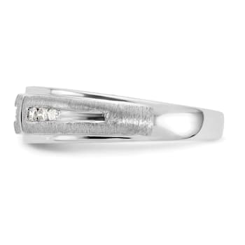 Rhodium Over 10K White Gold Lab Grown Diamond Men's Ring