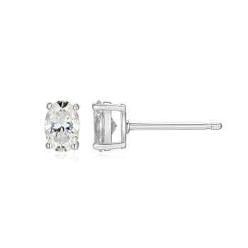 Oval Moissanite Platineve Stud Earrings 1.00ctw DEW
