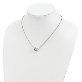 Sterling Silver Rhodium-plated Polished Love Knot Diamond-cut Chain Necklace