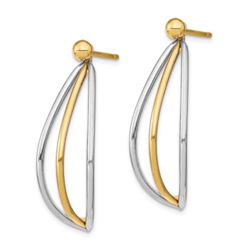 14k Two-tone Ball Stud with Triple Wire Jacket Dangle Earrings