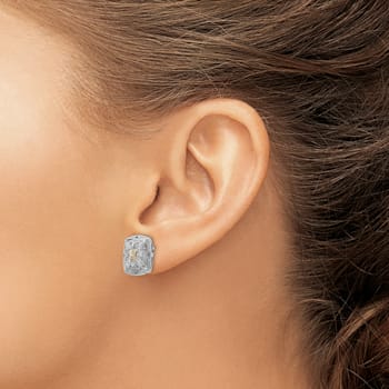 Sterling Silver Rhodium-plated with 14K Accent Diamond Earrings