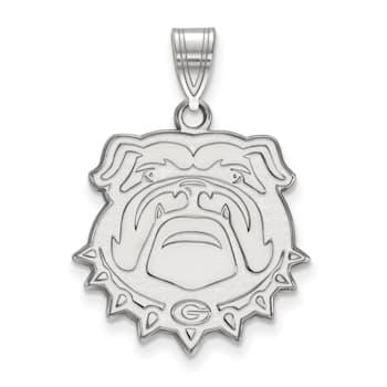 Rhodium Over Sterling Silver LogoArt University of Georgia Large Pendant
