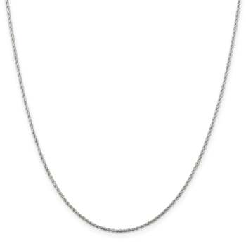 Rhodium Over Sterling Silver 1.3mm Loose Rope Chain Necklace