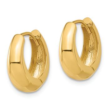 14k Yellow Gold Polished 1/2" Hinged Huggie Hoop Earrings