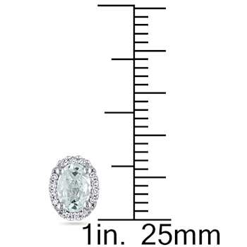 Aquamarine and Diamond 10K White Gold Earrings 0.88ctw
