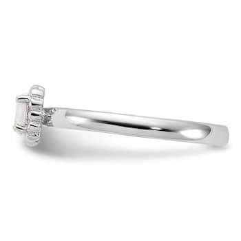 Sterling Silver Stackable Expressions Lab Created Opal Ring 0.09ctw