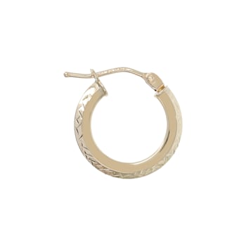 14K Yellow Gold Diamond Cut 5/8" Round Hoop Earrings