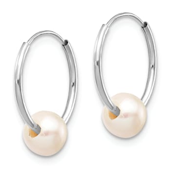 Rhodium Over 14K White Gold 5-6mm White Freshwater Cultured Pearl
Endless Hoop Earrings