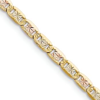 14k Yellow Gold, 14k White Gold and 14k Rose Gold 3.2mm Solid Pave
Valentino Link 16 Inch Chain