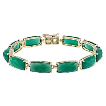 Green Onyx Tennis Bracelet In 18K Gold Over Sterling Silver