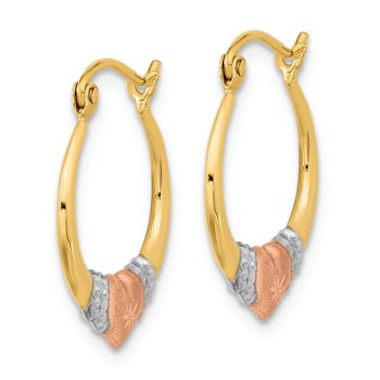 14k Yellow Gold and 14k Rose Gold with Rhodium Over 14k Yellow Gold
13/16" Satin Hoop Earrings