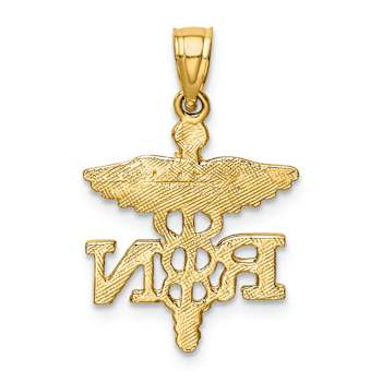 14k Yellow Gold Diamond-Cut and Textured RN Pendant