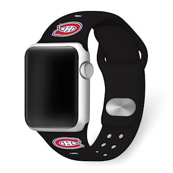 Gametime NHL Montreal Canadiens Black Silicone Apple Watch Band (42/44mm
M/L). Watch not included.