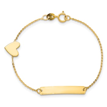 14K Yellow Gold Polished 5.5-inch Heart ID Bracelet