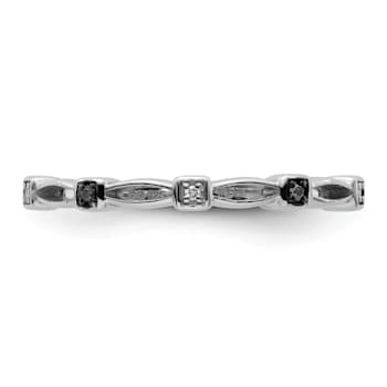Sterling Silver Stackable Expressions Black and White Diamond Ring 0.05ctw