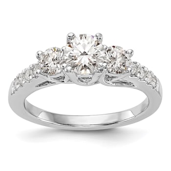 Rhodium Over 14K White Gold Lab Grown Diamond SI1/SI2, G H I, 3-Stone
Engagement Ring