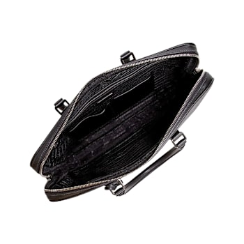 Prada Black Leather Top Zipper Briefcase