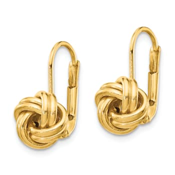 14k Yellow Gold Polished Love Knot Dangle Earrings