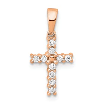 14K Rose Gold Diamond Latin Cross Pendant