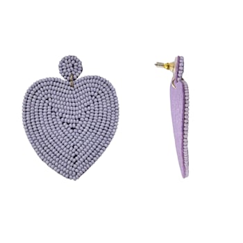 Off Park® Collection, Purple Seed Bead Heart Shape Earring