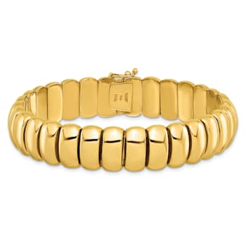 14K Yellow Gold 13.5mm Band Link 7.5 Inch Bracelet