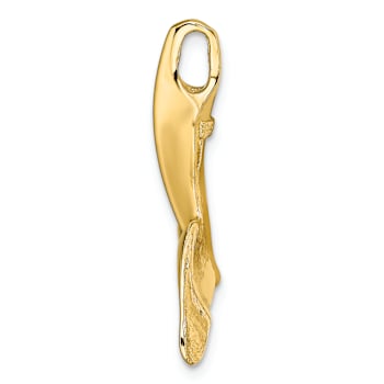 14k Yellow Gold 3D Polished Whale Tail Chain Slide Pendant