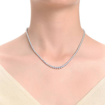 CZ Tennis Necklace In 14K Gold Over Sterling Silver
