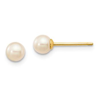 14k Yellow Gold Kid's 3-Piece Set with 4.5mm White FWC Pearl Necklace,
Stud Earrings and Bracelet
