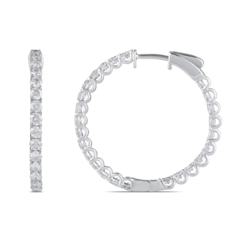 White Diamond H-I I1 Platinum Hoop Earrings 2.00ctw