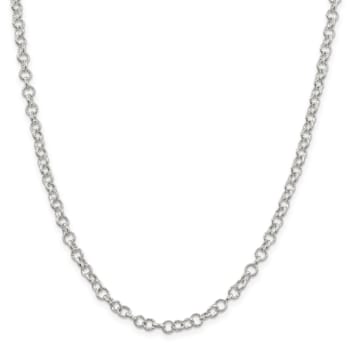 Sterling Silver 4.55mm Fancy Patterned Rolo Chain Necklace