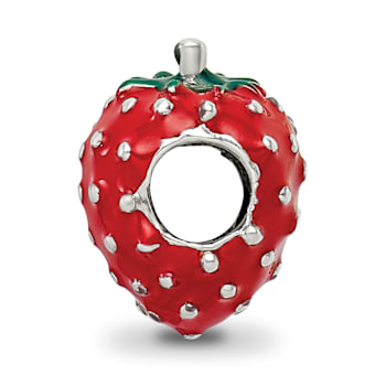 Sterling Silver Kids Enameled Strawberry Bead
