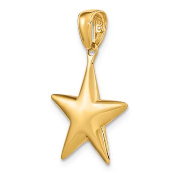 14k Yellow Gold Polished 3D Star Pendant