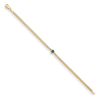 14K Yellow Gold Sapphire Curb Link 7.25-inch Bracelet