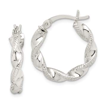 Sterling Silver Twisted and Textured Hoop Earrings