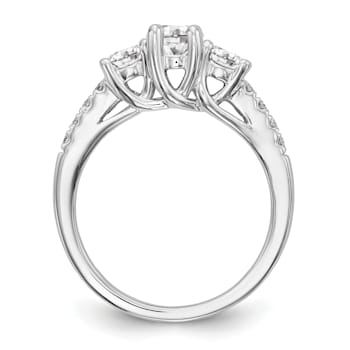 Rhodium Over 14K White Gold Lab Grown Diamond SI1/SI2, G H I, 3-Stone
Engagement Ring