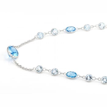 Swiss Blue Topaz 14k White Gold 18" Necklace 7.93ctw