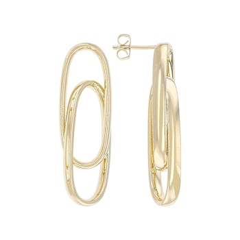 Paperclip Drop Earrings In 18K Gold Over Bronze