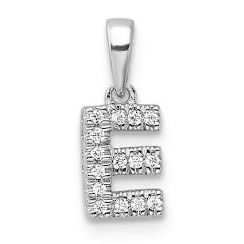 14K White Gold Diamond Letter E Initial with Bail Pendant
