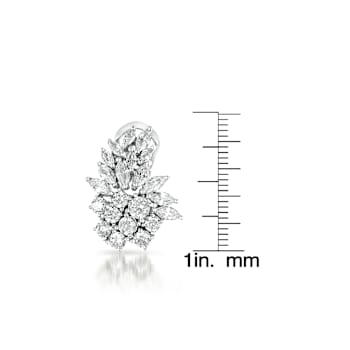 Marquise CZ Cluster Stud Earrings In Sterling Silver