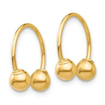 14k Yellow Gold 1/2" Open Hoop Beaded Earrings