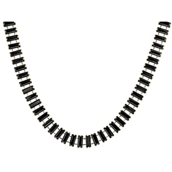 Black Crystal Tennis Necklace, Bracelet And Earring Set In Gold Tone