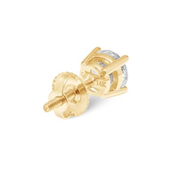 White Cubic Zirconia 14k Gold Studs With Velvet Gift Box 2ctw
