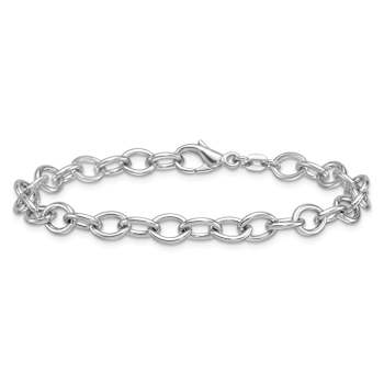 Rhodium Over Sterling Silver 6mm Oval Link 8 inch Bracelet